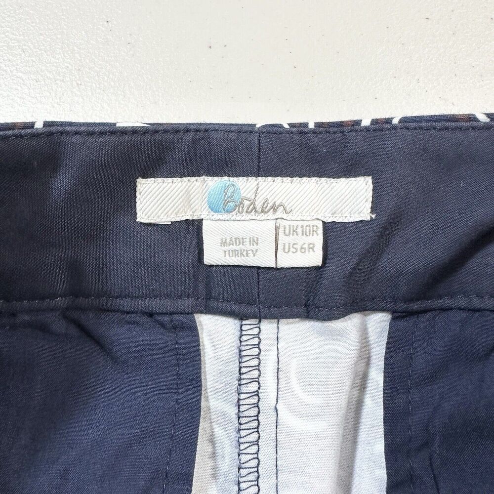 BODEN Navy Blue Richmond Rainbow Pattern Slim Straight Leg Trouser Pants Size 6R - Picture 2 of 9